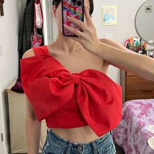River island Red Bow Crop Top